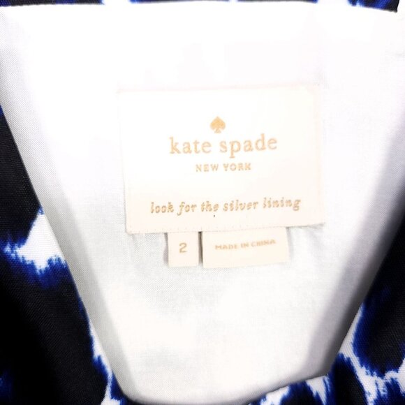 Kate Spade New York Dress Size 2 Mini Fit Flare Blue Leopard Print Pockets - Picture 10 of 12